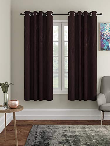 Image of Home Sizzler Long Crush 2 Piece Brown Window Curtain, 5 feet