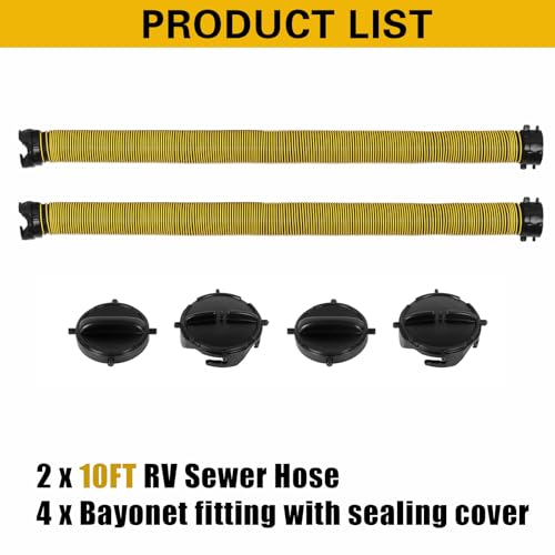 Image of 20FT RV Sewer Hose Extension, EXTREME Heavy Duty 24 Mil TPE Material for Abrasion Resistance and Crush Protection, Camper Sewer Extension Hose with Caps, Yellow