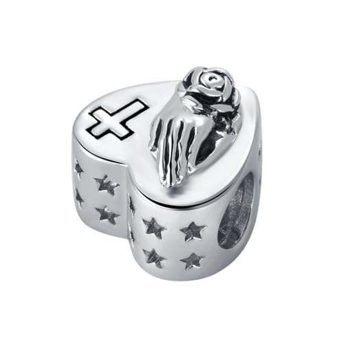 Image of Silver Heart Charm Compatible with Pandora Charm Bracelets and Beads for Women