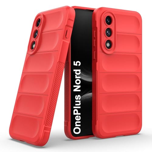 Image of Amazon Brand-Solimo Mobile Cover for OnePlus Nord 5 5G | Full Camera Protection | Liquid Silicon Case | Flexible Bumper Case for OnePlus Nord 5 5G (Red)