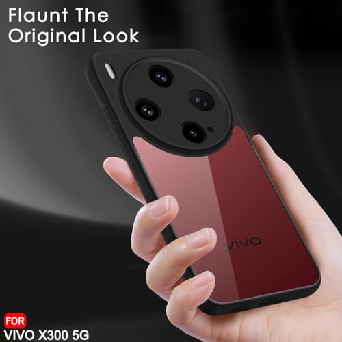 Image of TheGiftKart Hybrid Shockproof Back Cover Case for Vivo X300 5G | Camera Protection Module | Hard Back Cover for Vivo X300 5G (PC & TPU, Transparent Clear Back, Black Sides)