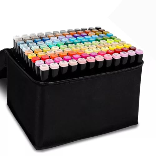 Canetinha Ponta Dupla para Colorir Kit Estojo de Canetas Escolar Marcador Coloridas Permanente Duas Pontas (120 Cores)