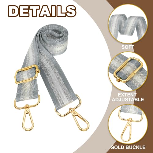 Image of PATIKIL Purse Strap, Wide Shoulder Strap Adjustable Crossbody Bag Straps Universal Replacement Shoulder Bag Belt for Women's Handbags Canvas Guitar Bag Backpack, Grey