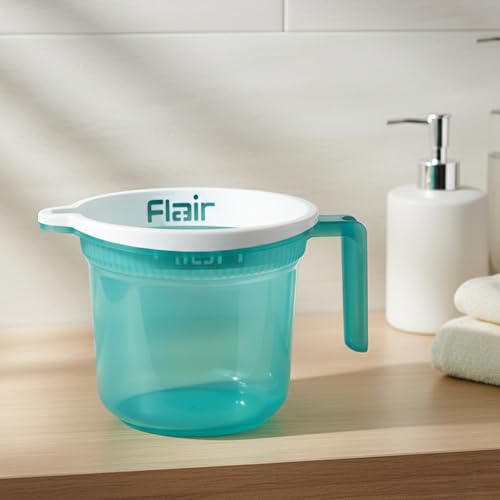 Image of FLAIR Estella Crystal Plastic Bath Mug 1 LTR - Durable, Lightweight & Stylish - Ideal for Daily Use in Bathroom & Kitchen (Green)