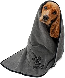 Elite Paws® UK: Luxury Large Microfibre Dog Towel. Extra Soft Thick, 140x70cm, Super Absorbent Product, Muddy Pet Accessories, Grooming Puppy Supplies, Drying Robe/XL Bath Dry Mat/Blanket Alternative