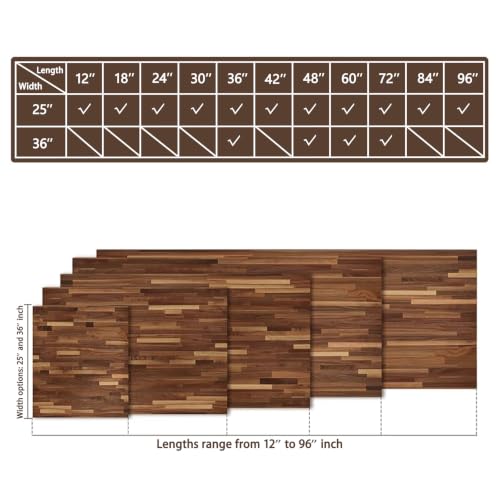 Image of CONSDAN Butcher Block Counter Top, Walnut Solid Hardwood Countertop, Wood Slabs for Kitchen, Reversible, Both Side Polished, Prefinished with Food-safe Oil, 1.5 inch Thickness, 36 inchx25 inch