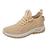 Zapatillas Mujer Verano Sneakers Mujer Transpirables con Suela Blanda Y Malla Zapatillas Ortopedicas Eleganti Primavera Gimnasio Deportivas Ligeras Fitness Womens Trainers Beis 42