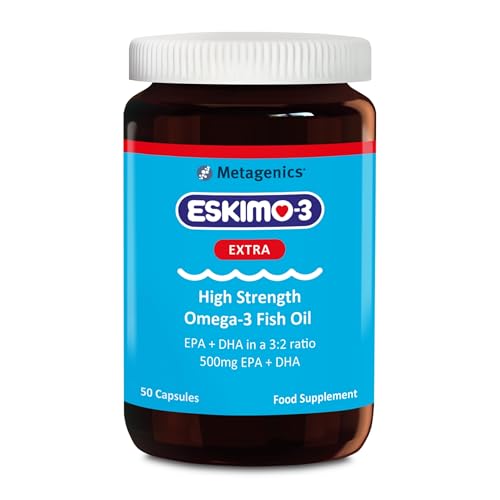 Eskimo-3 Extra High Strength Omega-3 Fish Oil by Metagenics - 500mg Essential Fatty Acids EPA & DHA - 50 Capsules