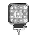 ECCO LED Work Light 4 Inch Square LED White Work Lamp Flood Beam 13.5W 1500lm 12V 24V Waterproof for Commercial Vehicle Light, Tow Truck, Work Truck, Construction Vehicle, 2 Year Warranty