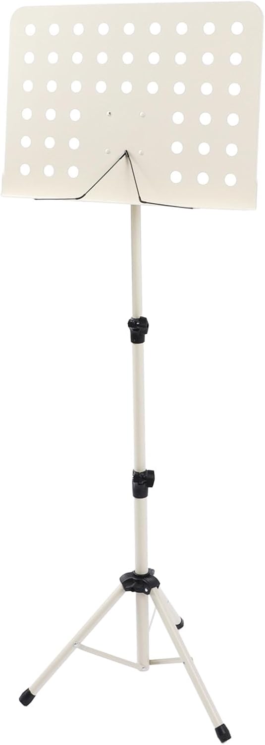 Steel Sheet Music Stand, Adjustable Height Bookplate Angle with Carrying Bag for Instrumental Performance (Beige)