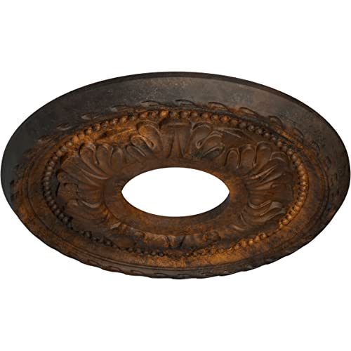 Image of Ekena Millwork CM11PMRUS 11-3 /8 inch x 3-5 /8 inch x 7 /8 inch Palmetto Ceiling Medallion, Rust