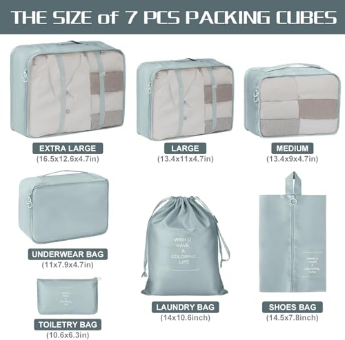 Image of 7pcs Set Luggage Carry On Suitcase Packing Cubes | Luggage Packing Organizers for Travel Accessories