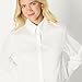 Amazon Essentials Women's Modern Oversized-Fit Cropped Poplin Button-Down Shirt, Bright White, Medium