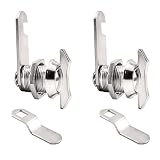Moicstiy 2Pcs 5/8 Inch Thumb Operated Offset Cam Locks, Chrome Non-Locking Compartment Lock Latch Keyless Twist Cabinet Replacement Lock for Mailbox Drawer, RV Compartment Door
