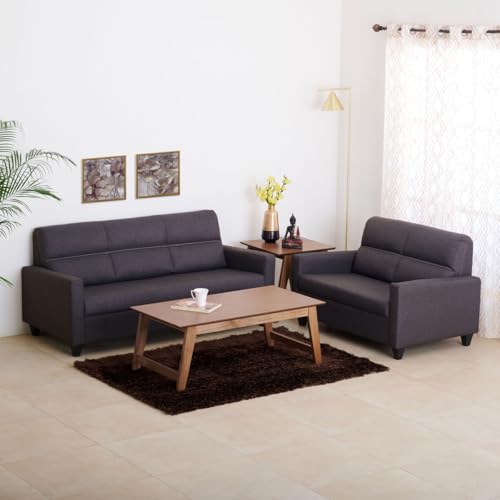 Image of Home Centre Helios Clary Nxt Brown Fabric 3+2 Sofa Set