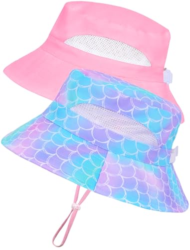 2pcs Baby Sun Hat Toddler Girls Bucket Hat for Kids UPF 50+ Sun Protective Child Summer Beach Hats Unicorn Fishing Hat