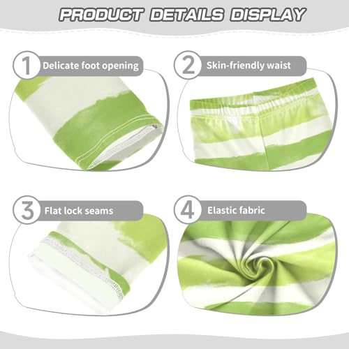 Bolaz Toddler Girls Leggings Printed Yoga Pants Leggings Green White Stripe for Kids3