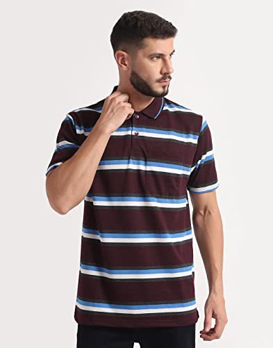 Image of INKKR Striped Men Polo Neck Half Sleeve T-Shirt