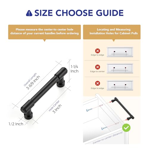 Image of Ravinte 10 Pack 3 Inch Hole Center Solid Kitchen Cabinet Handles Matte Black Dresser Pulls Cabinet Drawer Pulls for Kitchen Cupboard Hardware