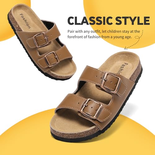 XTJSCBDSH Kids Sandals Boys Girls Slide Adjustable Back Strap Cork Toddler Slippers Casual Summer Shoes Open Toes with Cork Footbed4