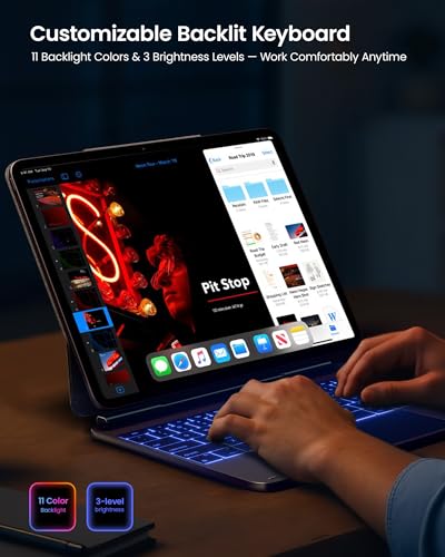 Image of typecase Keyboard Case for iPad Pro 13-inch (M5 2025 / M4 2024), Magic Keyboard with 11 Colors Backlight, Keyboard Case with Pencil Holder, Multi-Touch Trackpad,Easy-Set Magnetic Stand, Space Black