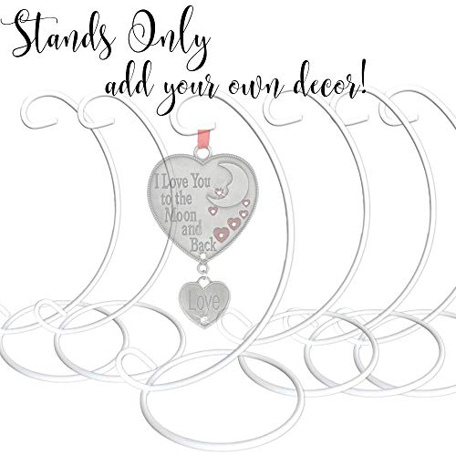 BANBERRY DESIGNS Ornament Display Stands - Set of 6 White Metal– 7 inches tall- Christmas Ornament Glass Globe Terrarium Holder - Thumbnail 4