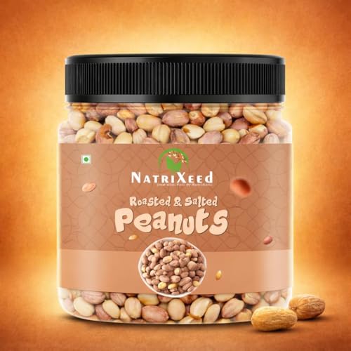 Image of NatriXeed Roasted Salted Peanuts 1kg | Crunchy Roasted Groundnuts | Savoury Ready To Eat Snack | Namkeen Moongfali For Tea Time, Travel, Parties & Everyday Enjoyment | Protein Rich Snack Ingredient