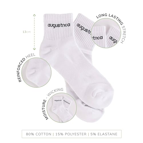 White Cotton Crew Socks for Men & Women | Mid-Rise, Breathable & Moisture-Wicking | Everyday Socks with 80% Cotton Blend for Comfort & Durability | Perfect for Work, Sports & Casual Wear4
