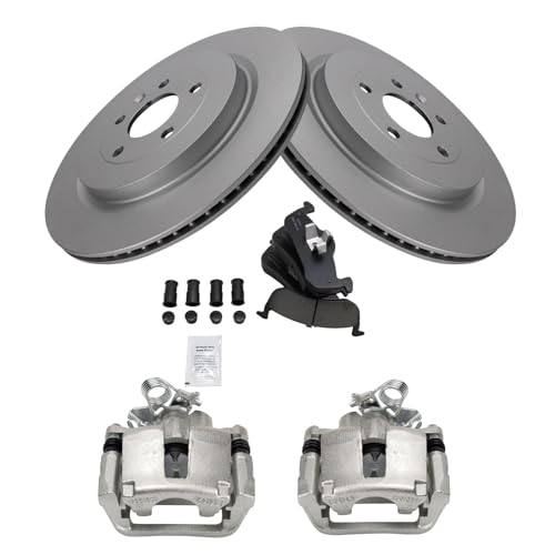 Image of TRQ Rear Brake Pad and Rotor Set Ceramic G Coated Rotors Calipers