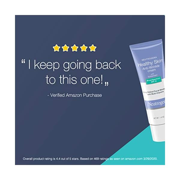 Neutrogena Healthy Skin Anti-Wrinkle Retinol & Vitamin E Daily Moisturizer with SPF 15 Sunscreen, Oil-Free Face & Neck Cream with Retinol, Vitamin E, Vitamin A & Vitamin B5, 1.4 oz