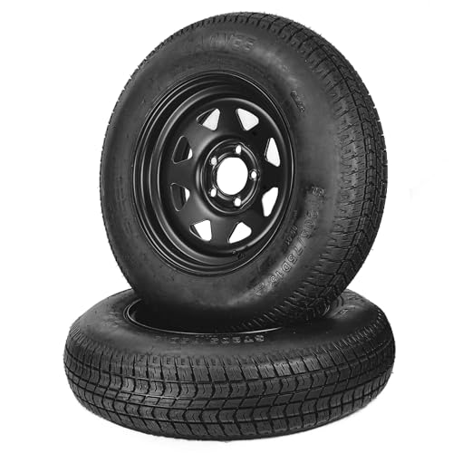 GarveeTech 2-Pack Trailer Tire On Rim ST205/75D15 Trailer Tires and Wheels 5 Lug...