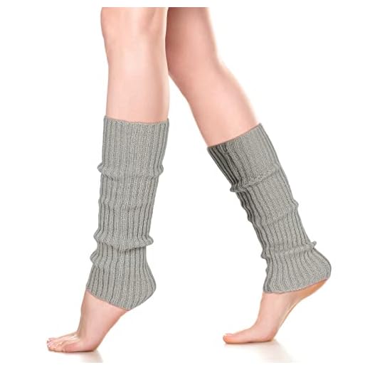 Neer Calentadores de Piernas Acanalados Calcetines de Años 80 Calentadores de Tobillo de Botas Largas (Gris)
