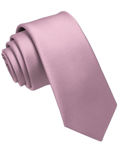 JEMYGINS Corbata de Hombre Ajustada de Color Sólido a Rayas Diagonales 6 cm de Ancho Oro rosa oscuro/rosa sakura