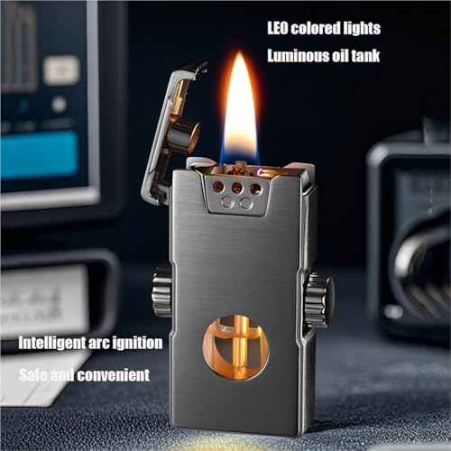 Encendedor de queroseno manos libres con tanque de aceite LED visible 4