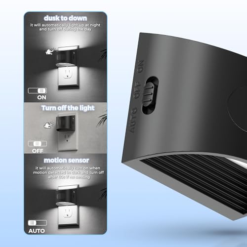 Image of L LOHAS LED Night Light with Motion Sensor & Dusk to Dawn Sensor, Night Lights Plug into Wall with 30-100lm Adjustable Brightness, Dimmable Night Light for Bathroom, 5000K Daylight White, 4 Pack