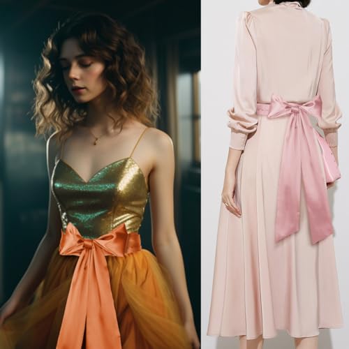 PROCOS Women Dress Waist Belts Wedding Satin Sash Ribbon Renaissance Sashs for Party Dress Waistband 118" * 4"3