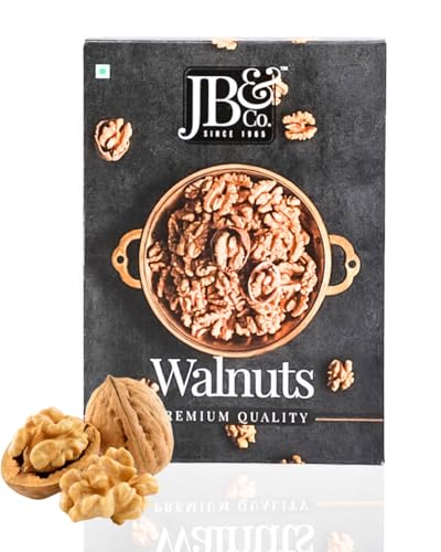 JB&CO Premium Walnut Kernels, 250g, Dried Akhrot Giri, Healthy Snacks, Walnuts without Shell, Deluxe Size, Flavorful & Crunchy Nuts, Dry Fruits, Rich in Omega 3, Protein & vitamins.