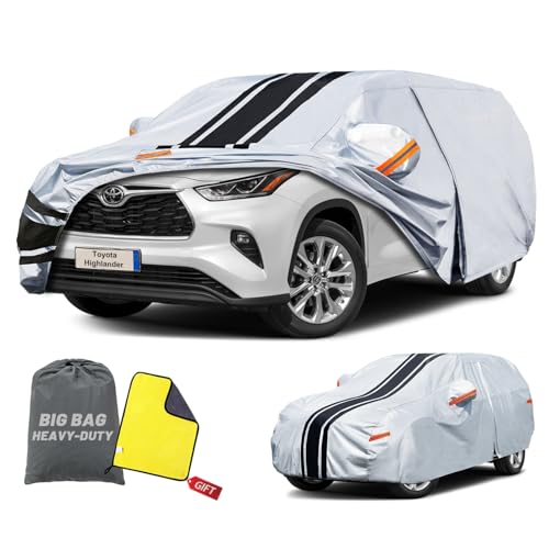 Image of SUV Car Cover Custom Fit for Toyota Highlander (2001-2026), Waterproof All Weather for Automobiles Full Exterior Cover Rain Sun Snow UV Protector.