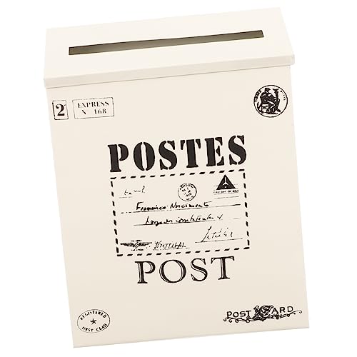 WHAMVOX Boîte Aux Lettres Murale en Fer Style Américain, Finition Crème, Robuste Et Polyvalente, pour Jardin Et Extérieur,
