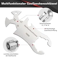 Gasflaschenschlüssel Edelstahl, Multi Funktion Gasflaschen Schlüssel, Gasregler Schlüssel mit integriertem Flaschenöffner，Outdoor Gas Schlüssel – Ansicht 3