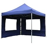 Nexos Hochwertiger Falt-Pavillon Partyzelt mit 4 Seitenteilen PROFI Ausführung für Garten Terrasse Feier Markt als Unterstand Plane wasserdichtes Dach 3 x 3 m blau