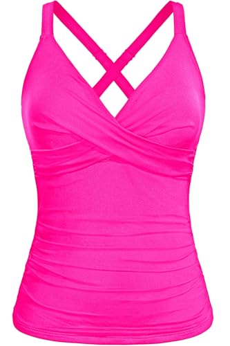 Image of Women Underwire Tankini Top Only - Twist Front V Neck Bathing Suit Swim Top Tummy Control Cross Swimsuit 2026