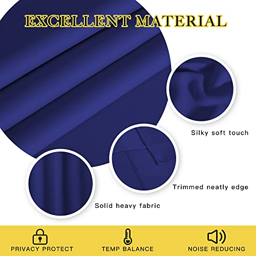 NICETOWN Blackout Window Curtain 90 inch Length - Room Darkening Thermal Insulated Grommet Large Window Treatment Light Blocking for Bedroom/Doorway (Navy Blue, 1 Panel, W52 x L90)