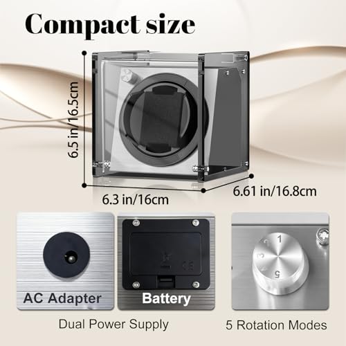 Image of Watch Winder Smith Acrylic Single Automatic Watch Winder - 12 O'Clock Upright Display, Ultra Quiet Performance for Large & Small Watches