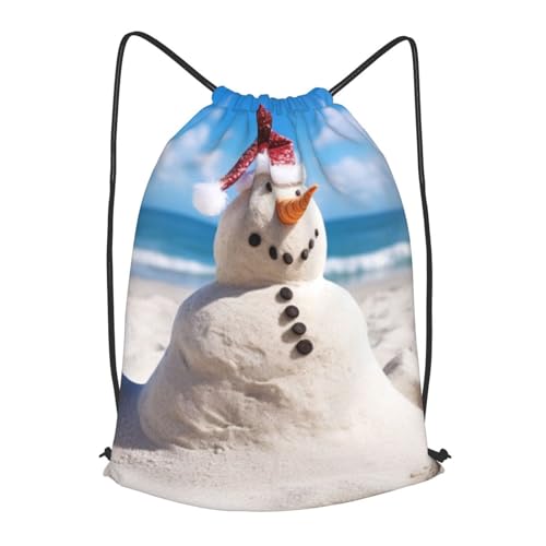 Drawstring Bag for Women Lightweight Sports Gym Bag Beach Sandy Snowman Soccer Backpack for Travel