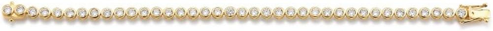 gooix 916 – 00002 Sterling Silver Micro Bracelet Gold White Cubic Zirconia Stones on a 19 cm Bracelet