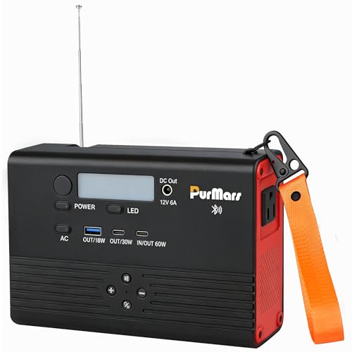 Image of Portable Power Station, 28800mAh /100W Mobile Power Bank | Bluetooth Speaker,FM Radio,110V AC Output,PD Fast Charging,Multiple Output Ports,Camping,Emergency Power