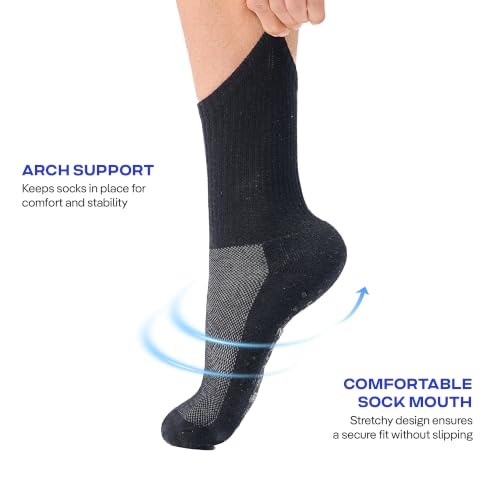 Image of CoolMate Mens Grip Socks, Non-Slip Mens Crew Socks for Hospital Elderly
