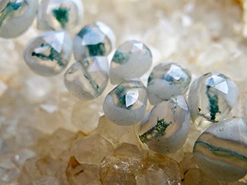 Quartz de mousse solaire de paon en briolette facettée pour boucles de luxe