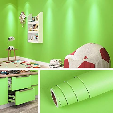 Livelynine Papel Pintado Infantil Vinilo Verde Mate Cover